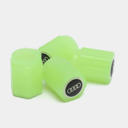Självlysande ventilhattar med billogo – Universal – 4-pack