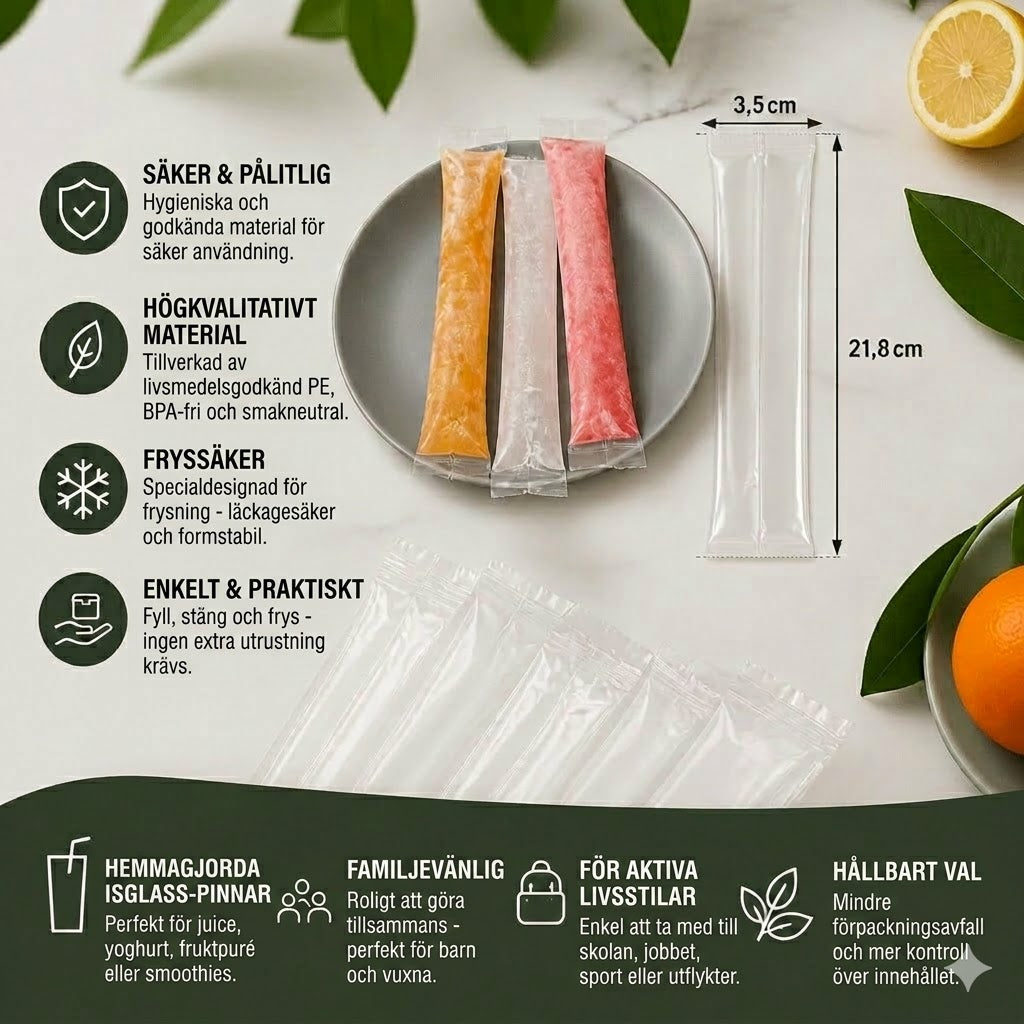 DIY Isglasspåsar (100 st) - Engångsformar för Isglass