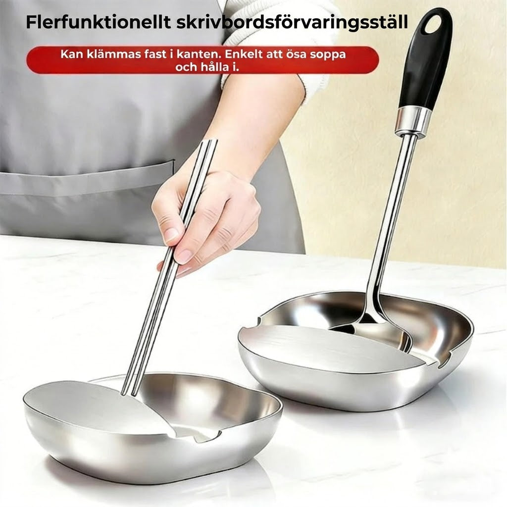 Lyxigt skedställ i rostfritt stål för köksbänk – Högkvalitativt soppskedställ