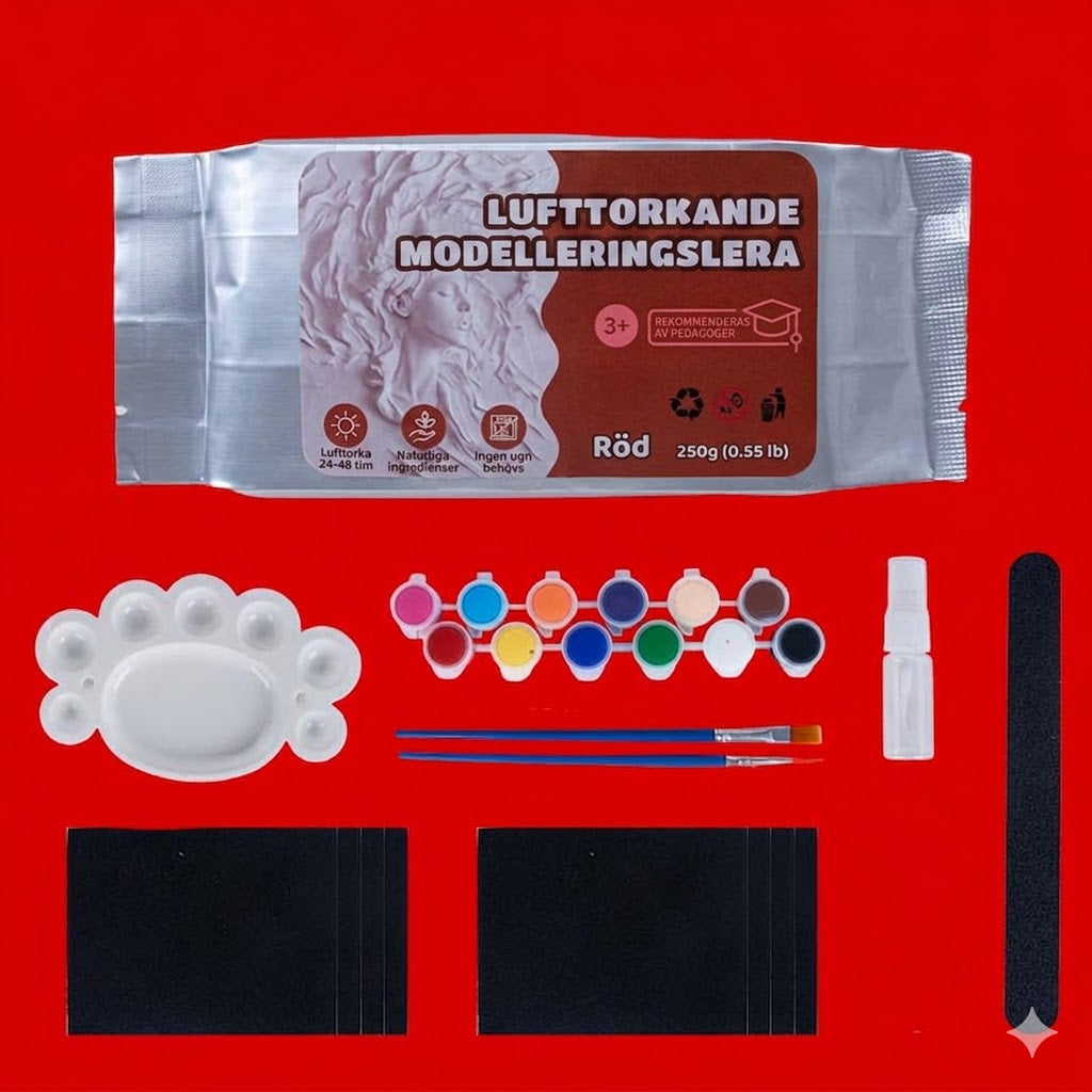 Set med lufttorkande lera