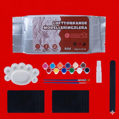 Set med lufttorkande lera