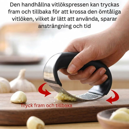 Vitlökspress: Bärbar vitlökspress i rostfritt stål