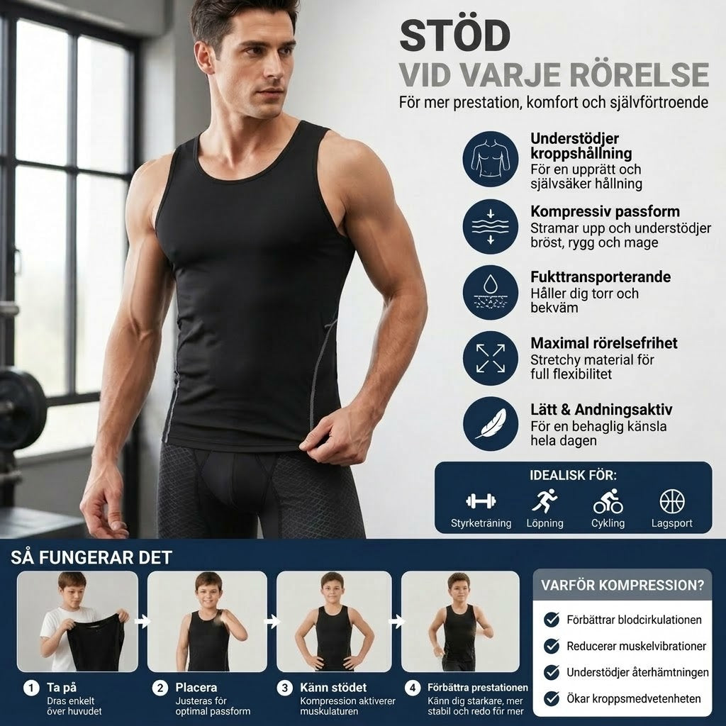 🔥 Begränsad tid: 50% rabatt❗️❗️ Kompressionsunderställ / Kompressionsväst för män – Perfekt för träning och fitness
