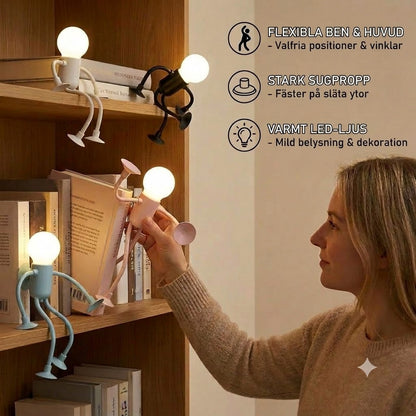LED-lampa med sugpropp — rolig design, med utbytbara sugproppar, kan användas för dekoration.