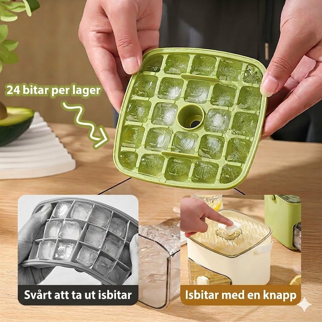 Isbitsform i silikon med lock – pressbar ismugg med handtag
