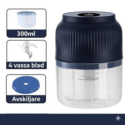 Sladdlös minihackare – elektrisk matberedare för vitlök och lök – USB-laddning