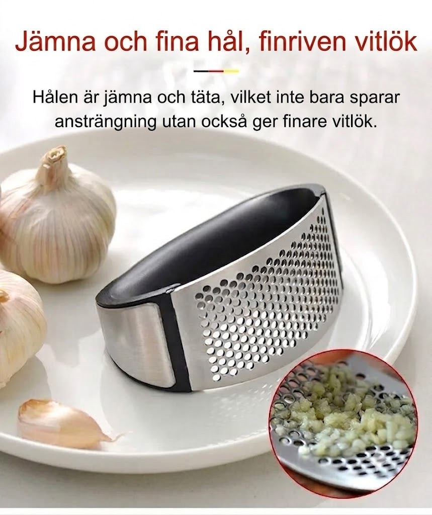 Vitlökspress: Bärbar vitlökspress i rostfritt stål
