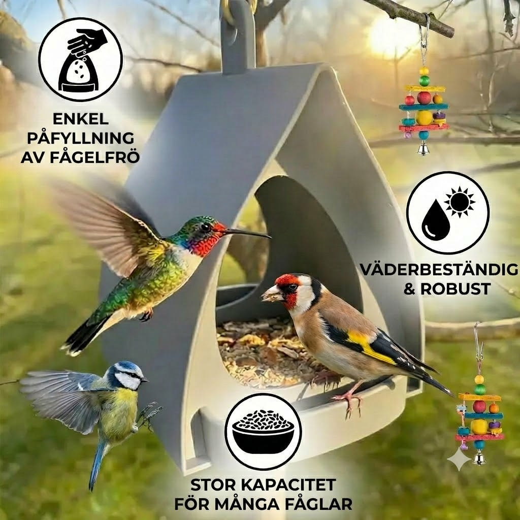 Hängande fågelmatare – Stor kapacitet, idealisk för trädgårdar och balkonger