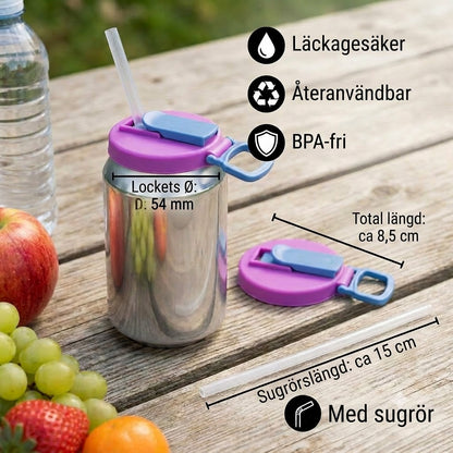 2-i-1 återanvändbart sugrörsskydd i silikon – Läcksäkert, bärbart dricklock (2-pack)