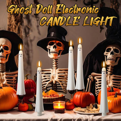 🎃👻Fjärrstyrda LED-spökljus med 3D-flamveke 🕯️💡 1 set (2 st.)