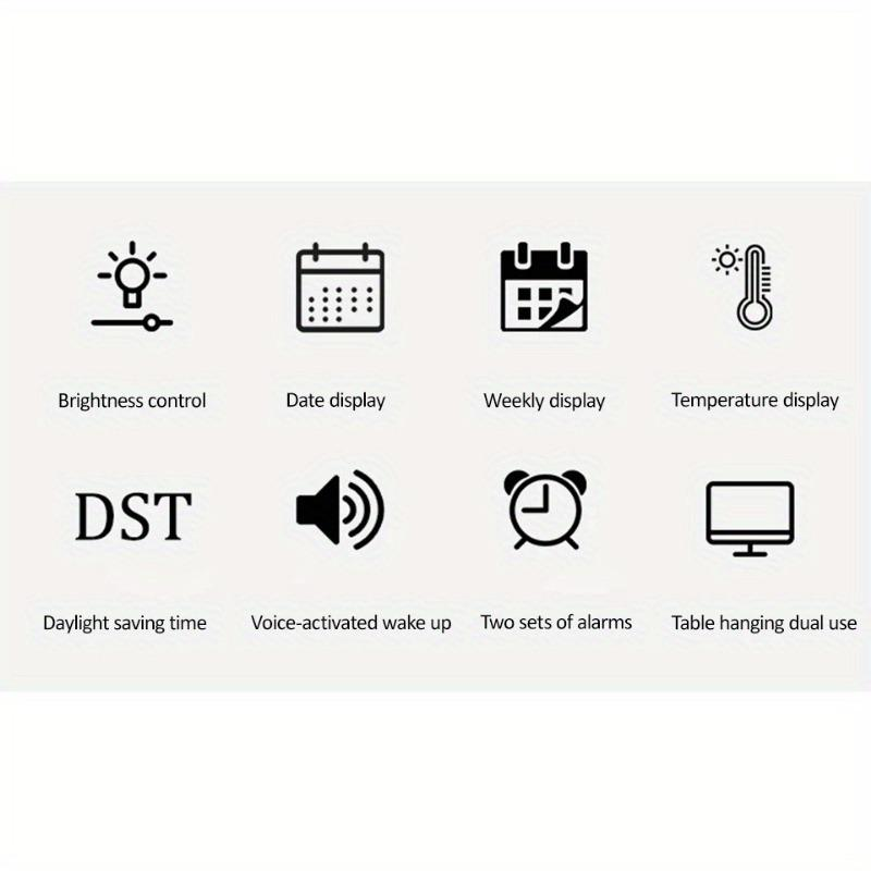Stor digital LED-väggklocka – Modern elektronisk klocka med datum och temperatur