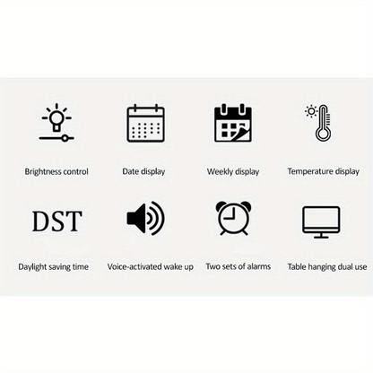 Stor digital LED-väggklocka – Modern elektronisk klocka med datum och temperatur