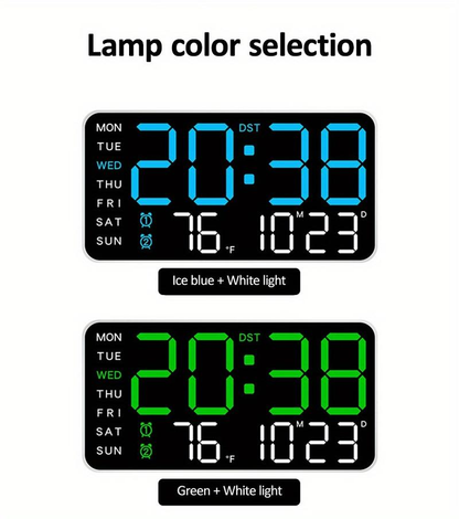 Stor digital LED-väggklocka – Modern elektronisk klocka med datum och temperatur