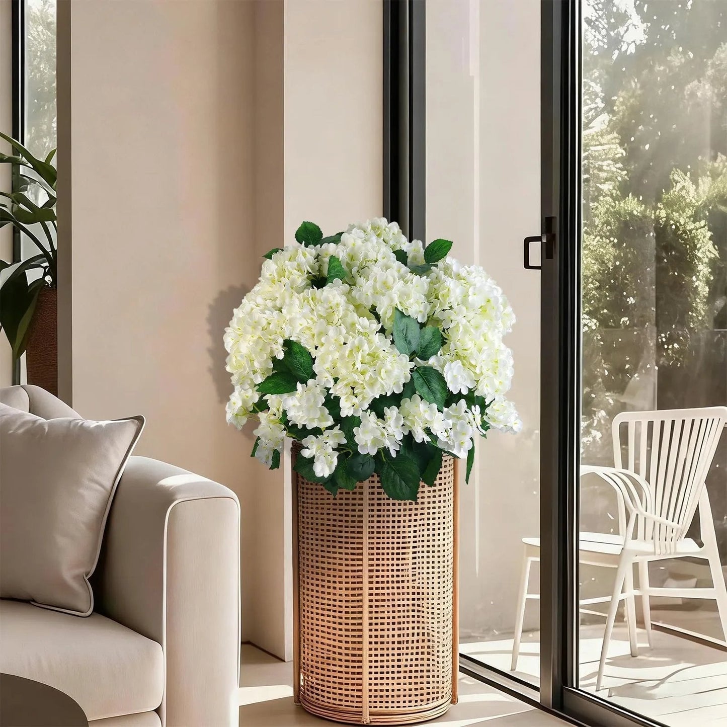 🌼 Konstgjord hortensia för utomhusbruk – UV-beständig, vattentät, vindtät 💐
