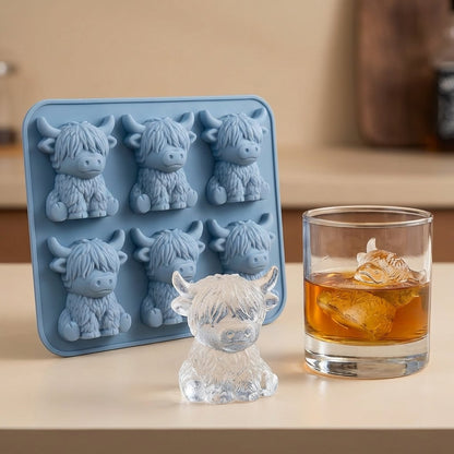 🐮 Mini skotsk höglandsko – 3D silikonform för isbitar