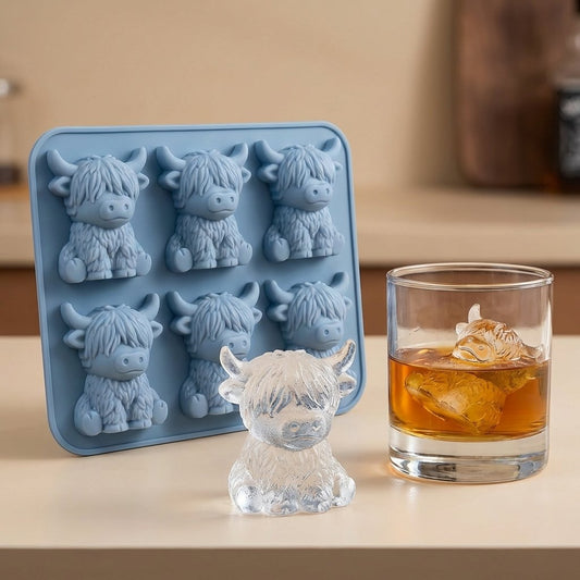 🐮 Mini skotsk höglandsko – 3D silikonform för isbitar