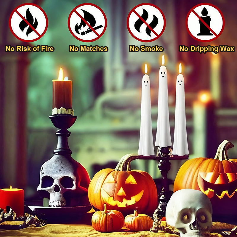 🎃👻Fjärrstyrda LED-spökljus med 3D-flamveke 🕯️💡 1 set (2 st.)