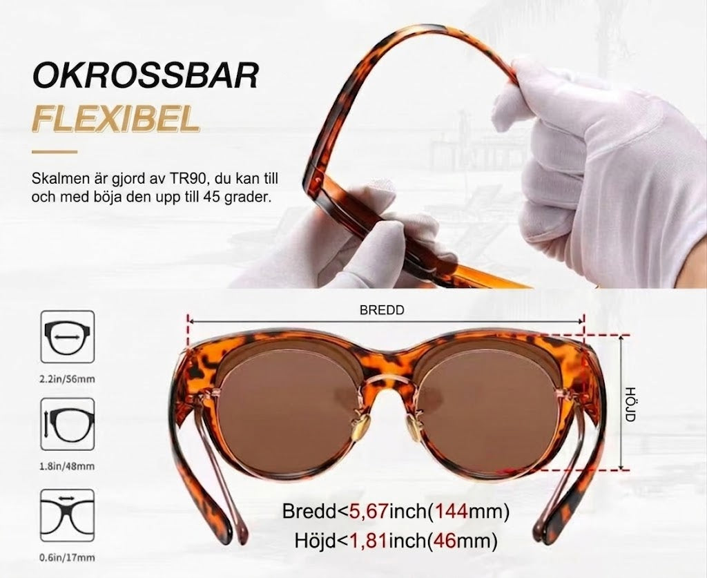 🕶 Nya oversize cat eye-solglasögon – Polariserade linser & UV400-skydd