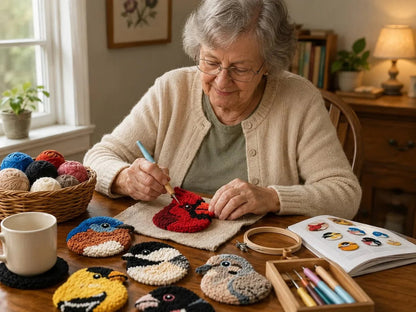 DIY-kit för att virka glasunderlägg med fågelmotiv