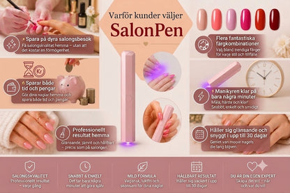 SalonPen – 3-i-1 nagelpenna (med UV-lampa) – 6-pack