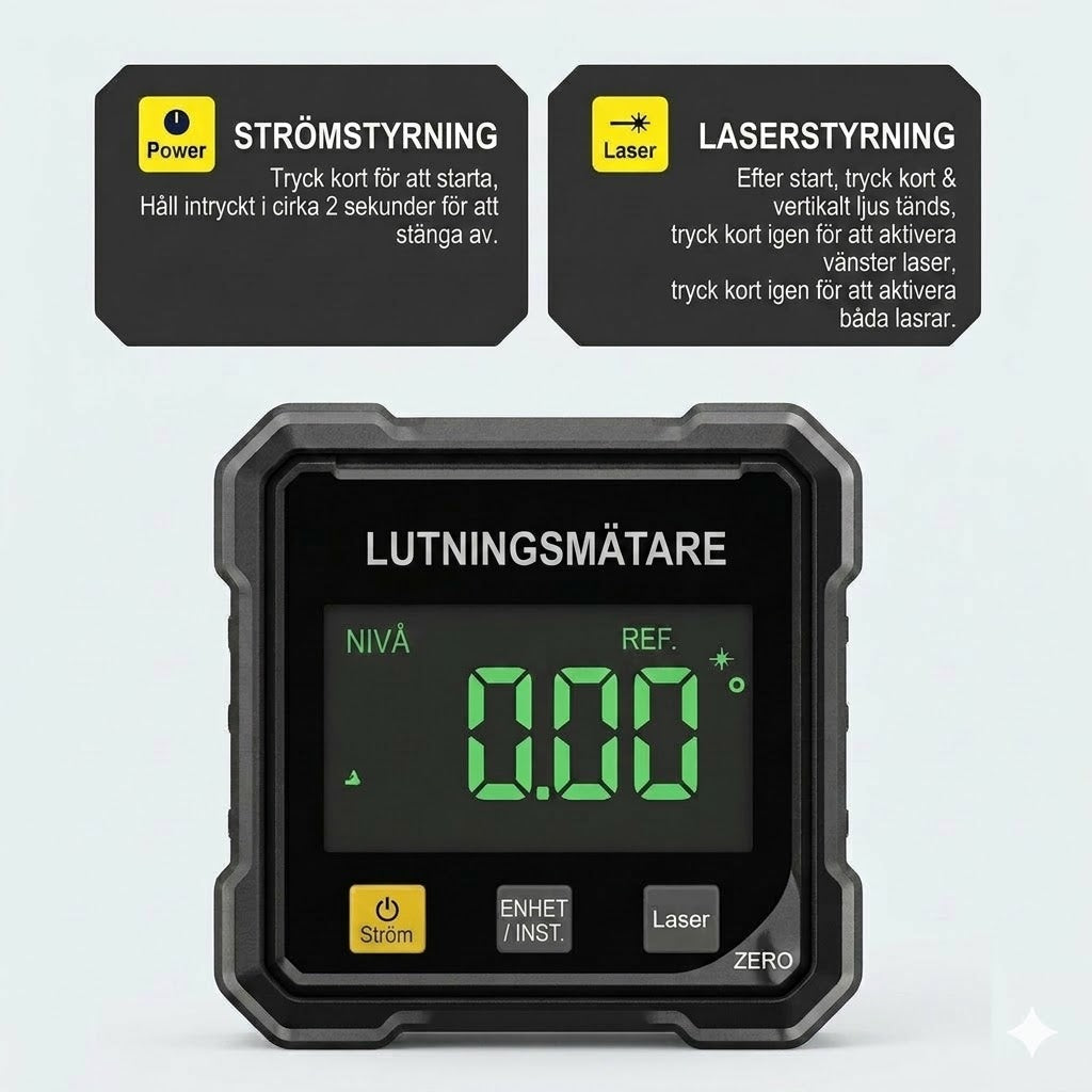 Digital lasergoniometer med magnet