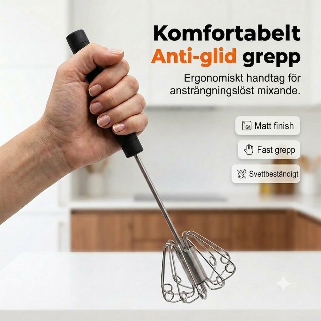 En bra hjälpreda i köket: Visp i rostfritt stål med halkfritt handtag