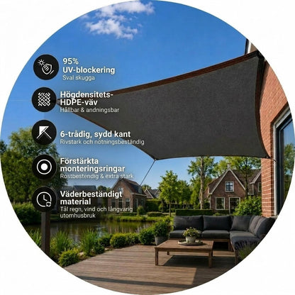 SunChill™ | Högkvalitativ skuggduk av högdensitetspolyeten, ger svalkande skugga och UV-skydd.
