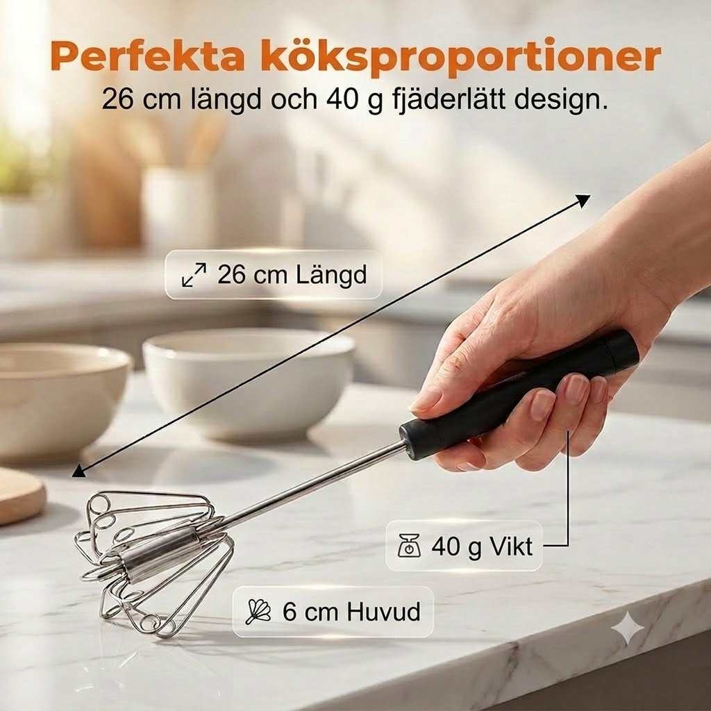 En bra hjälpreda i köket: Visp i rostfritt stål med halkfritt handtag