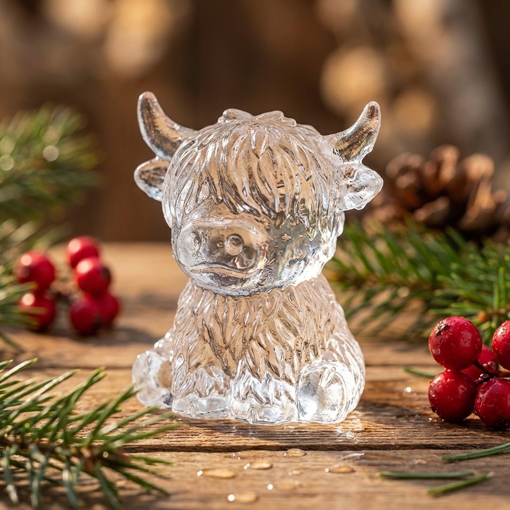 🐮 Mini skotsk höglandsko – 3D silikonform för isbitar
