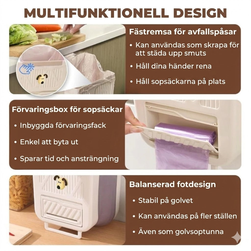 Platsbesparande hopfällbar papperskorg