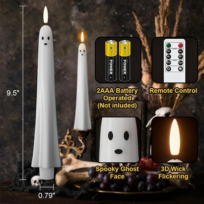 🎃👻Fjärrstyrda LED-spökljus med 3D-flamveke 🕯️💡 1 set (2 st.)