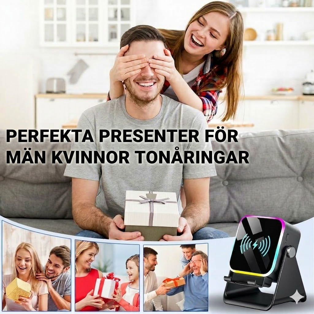 Trådlös induktionshögtalare med mobilhållare