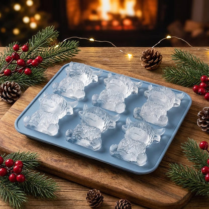 🐮 Mini skotsk höglandsko – 3D silikonform för isbitar