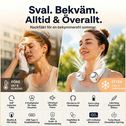 Bärbar AC-halsfläkt – tyst personlig kylning för sommaren