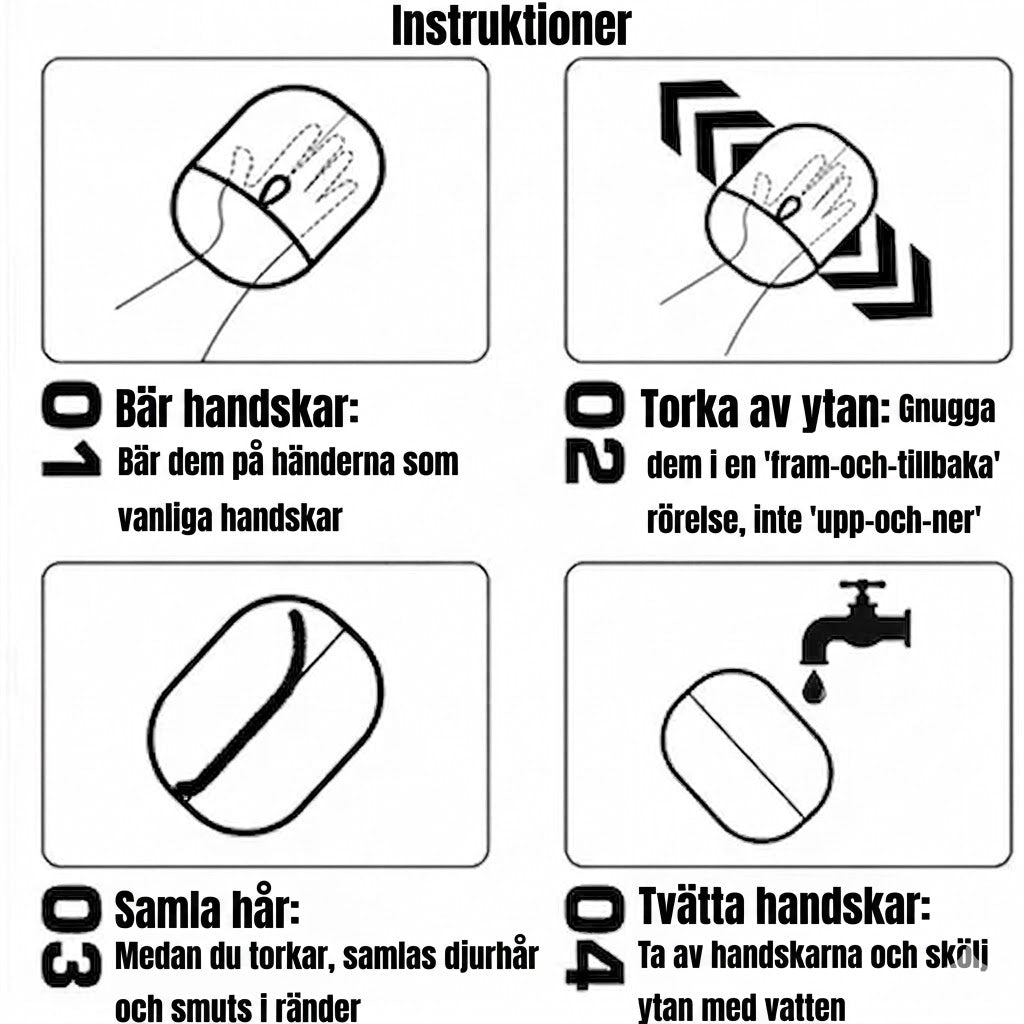 Handskar för borttagning av statisk elektricitet från husdjurshår