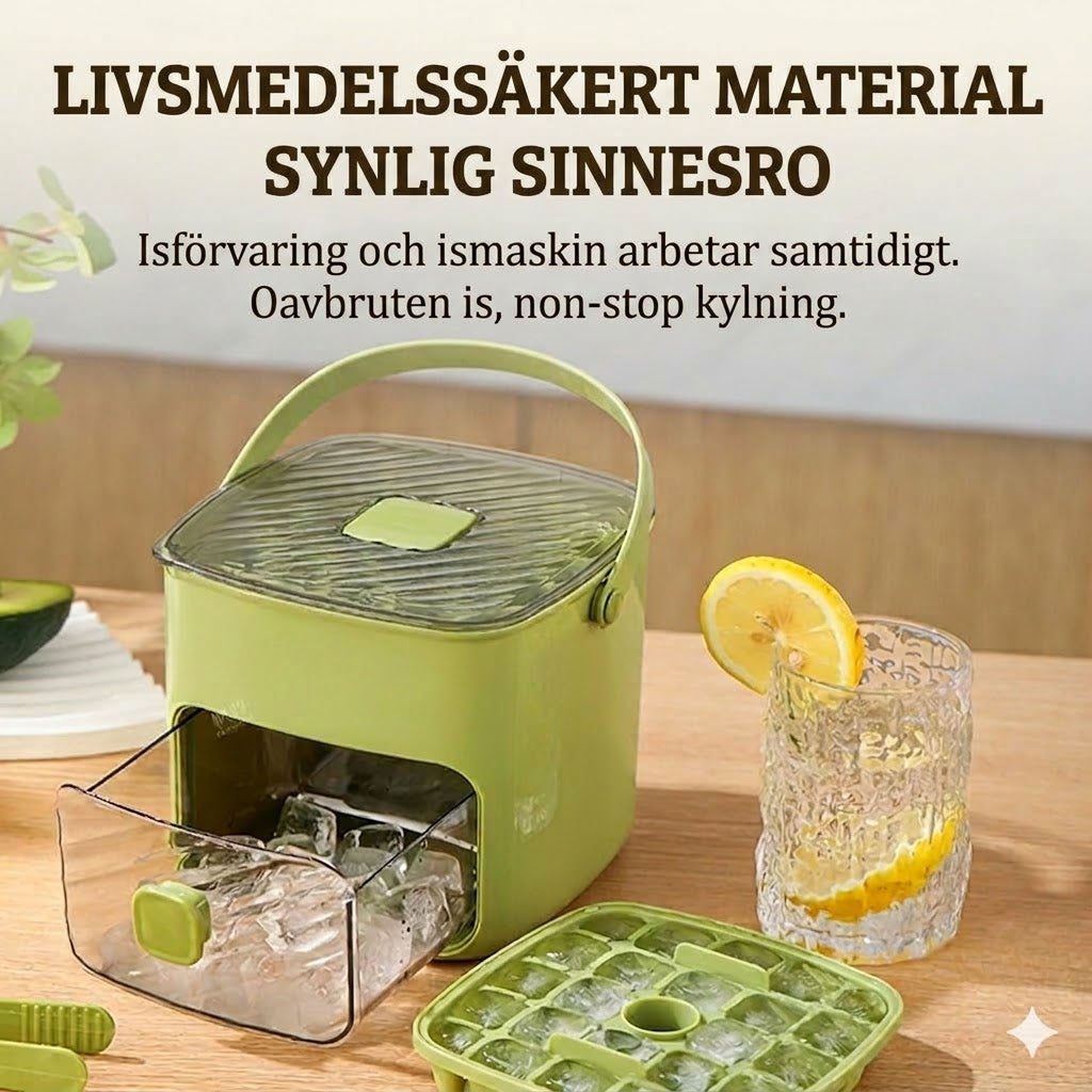 Isbitsform i silikon med lock – pressbar ismugg med handtag