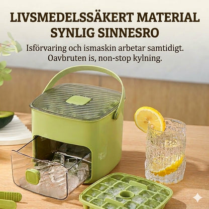 Isbitsform i silikon med lock – pressbar ismugg med handtag