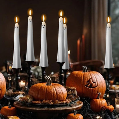 🎃👻Fjärrstyrda LED-spökljus med 3D-flamveke 🕯️💡 1 set (2 st.)