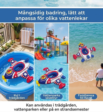 Flygplansformad uppblåsbar badring för barn