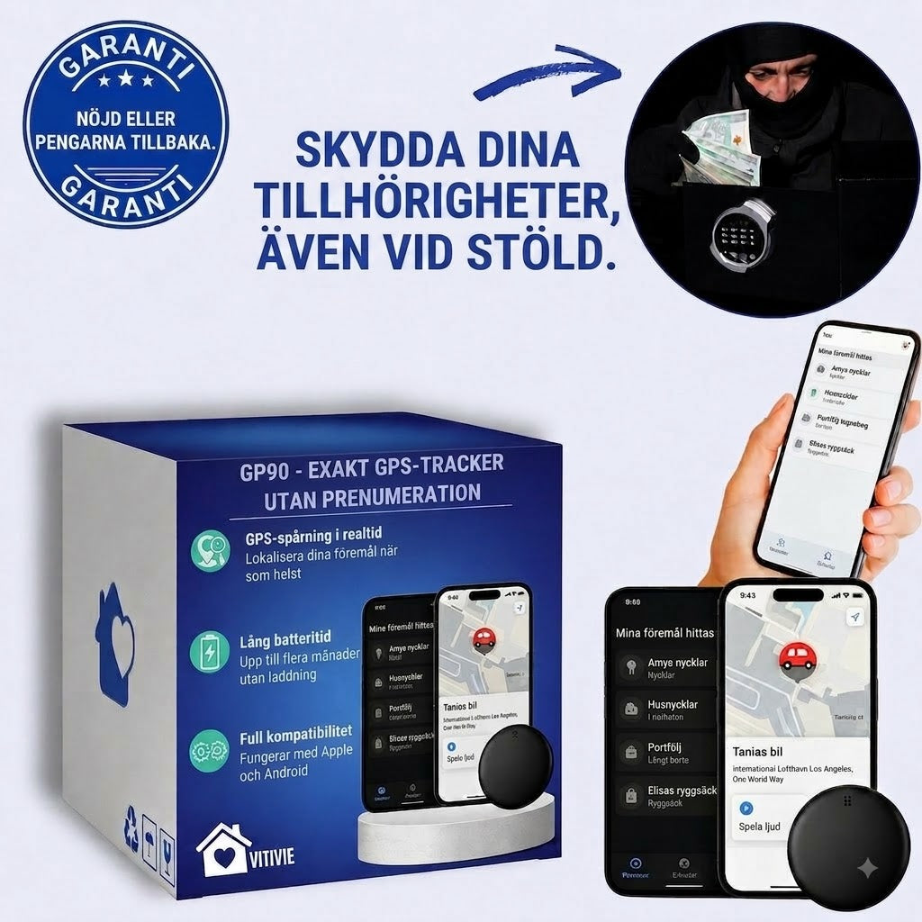GP90 – Exakt GPS-spårare utan abonnemang (Android/iOS)