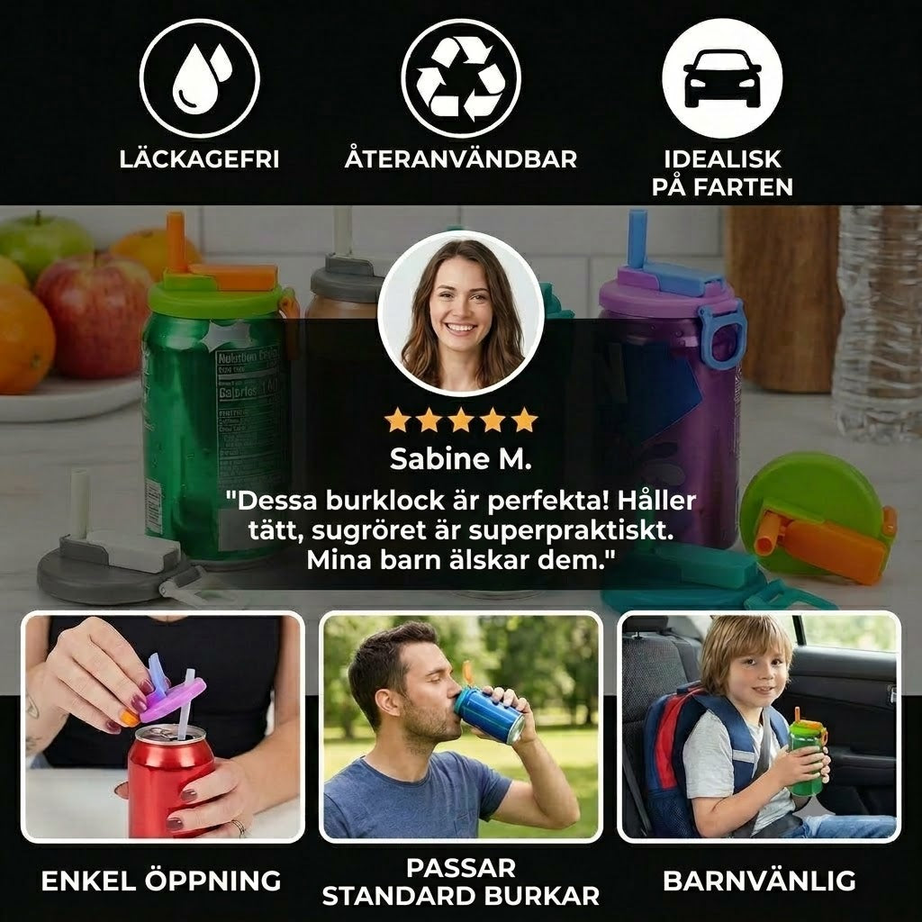 2-i-1 återanvändbart sugrörsskydd i silikon – Läcksäkert, bärbart dricklock (2-pack)