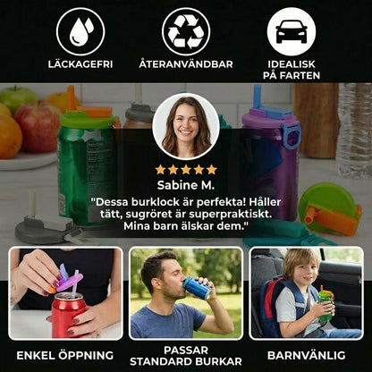 2-i-1 återanvändbart sugrörsskydd i silikon – Läcksäkert, bärbart dricklock (2-pack)
