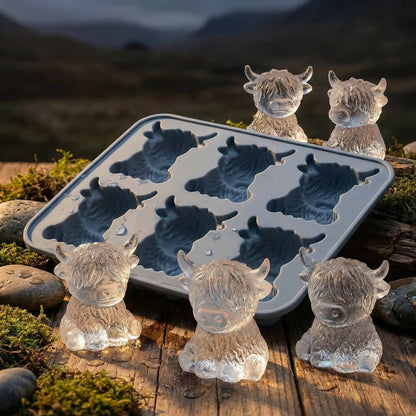 🐮 Mini skotsk höglandsko – 3D silikonform för isbitar