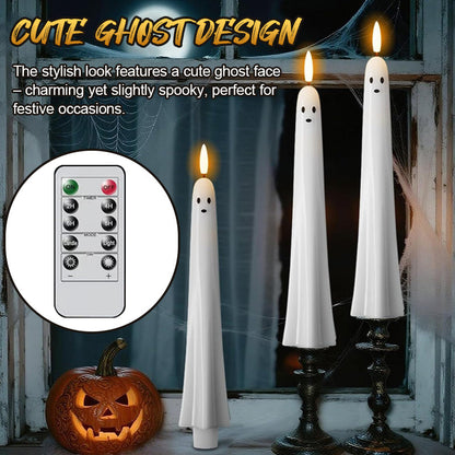 🎃👻Fjärrstyrda LED-spökljus med 3D-flamveke 🕯️💡 1 set (2 st.)