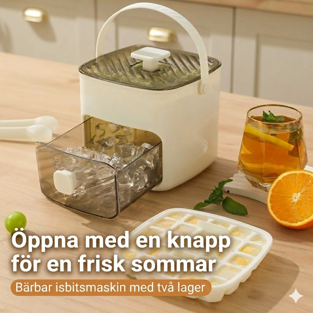 Isbitsform i silikon med lock – pressbar ismugg med handtag