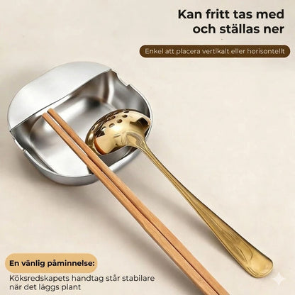 Lyxigt skedställ i rostfritt stål för köksbänk – Högkvalitativt soppskedställ