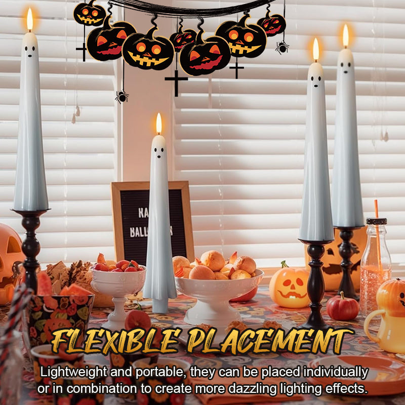 🎃👻Fjärrstyrda LED-spökljus med 3D-flamveke 🕯️💡 1 set (2 st.)