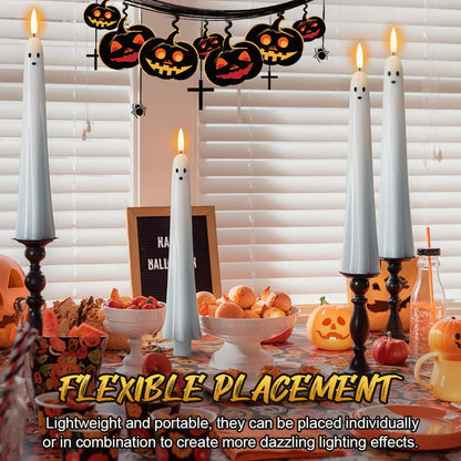 🎃👻Fjärrstyrda LED-spökljus med 3D-flamveke 🕯️💡 1 set (2 st.)