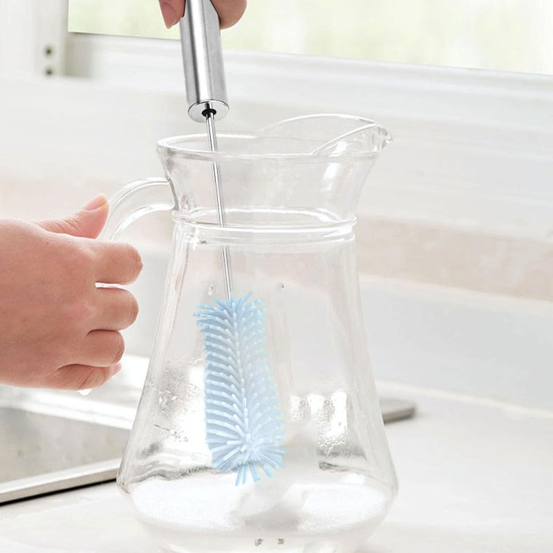 Roterande flaskborste i silikon – 360° rengöring – Passar för nappflaskor, glas och sportflaskor – Hygienisk