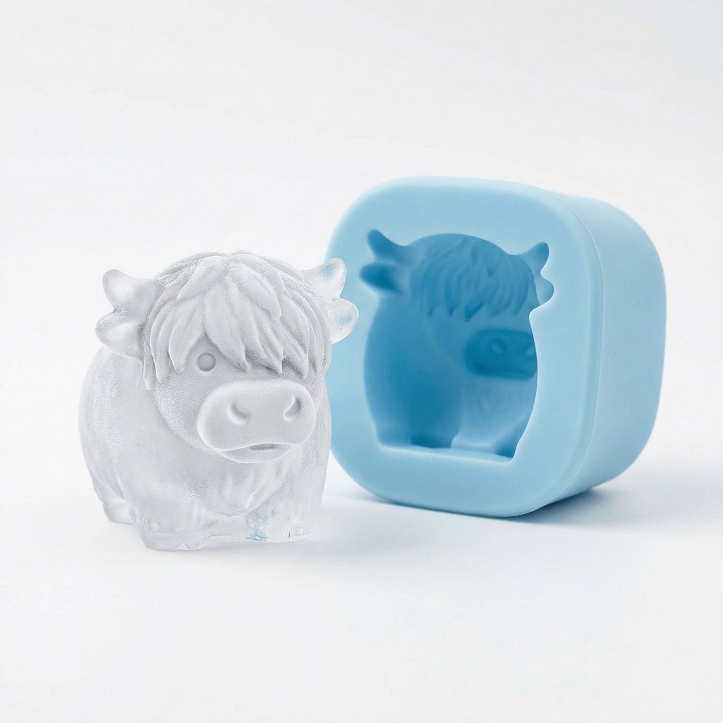 🐮 Mini skotsk höglandsko – 3D silikonform för isbitar